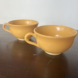 VTG Hazel Atlas Ovide Butterscotch Cups Set Of 2‎ Platonite Coffee Cups Yellow